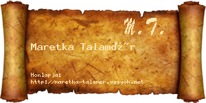 Maretka Talamér névjegykártya